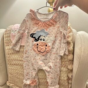 Adorable Pink Cow Print Kids One Piece